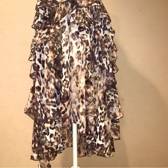 H&M  High low Animal Print Ruffle Midi Dress Size 6 - Picture 6 of 15